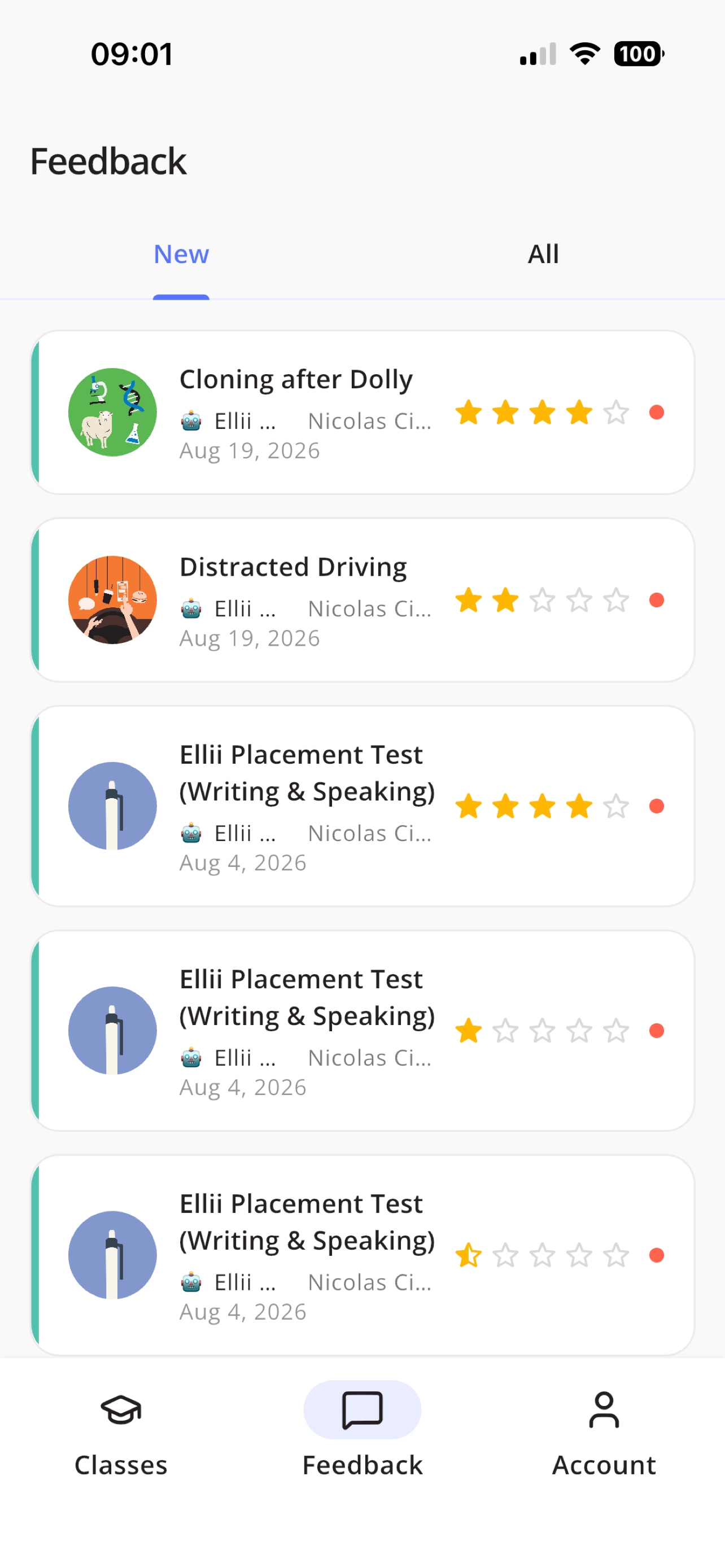 Teacher feedback