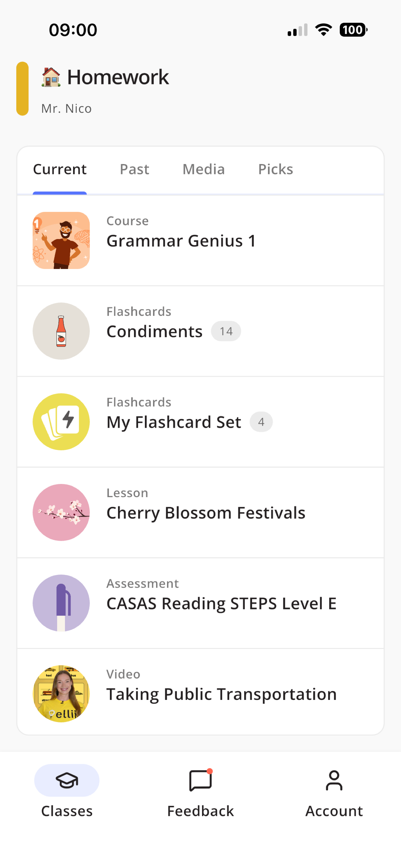 Assignments list