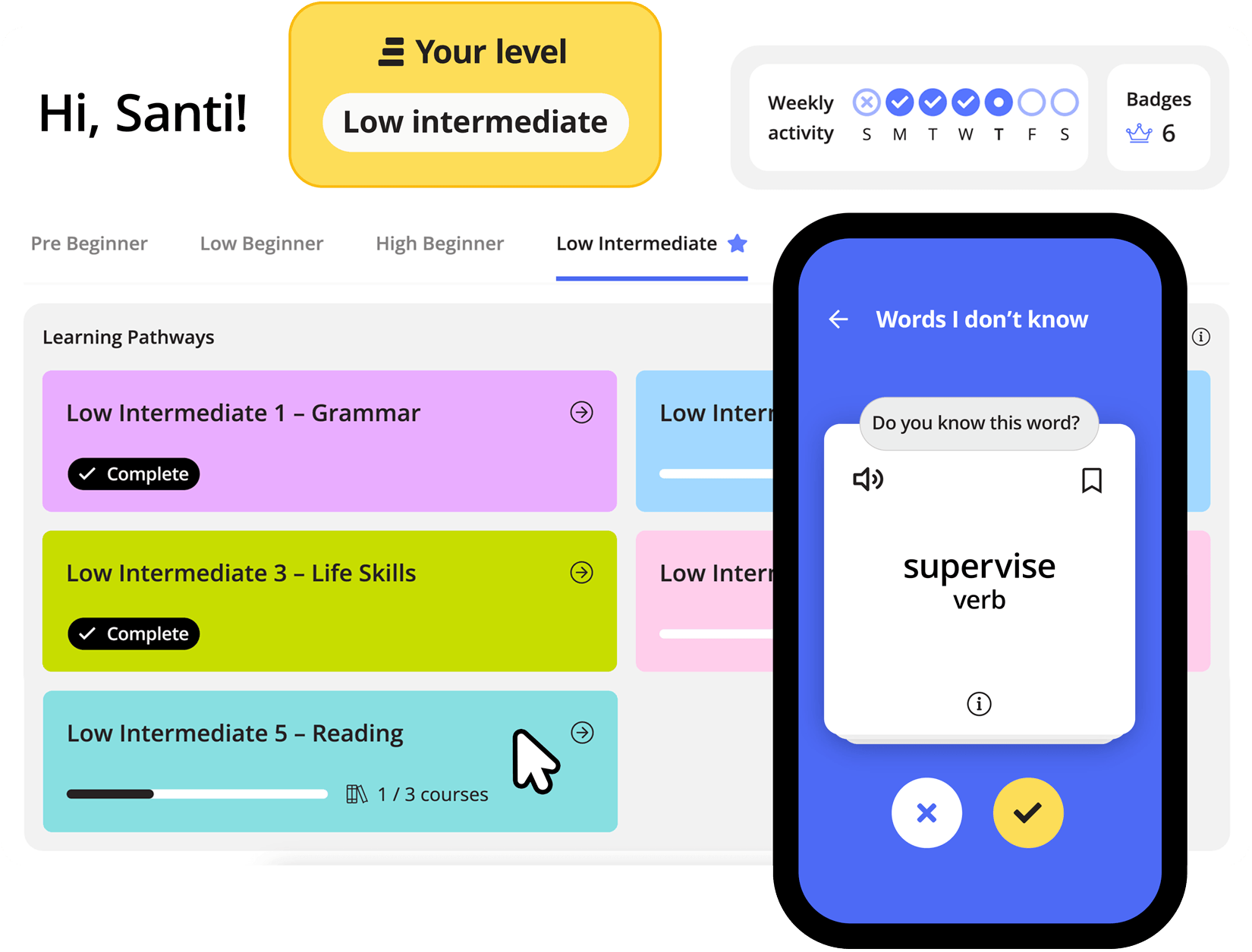 Ellii Solo learner dashboard