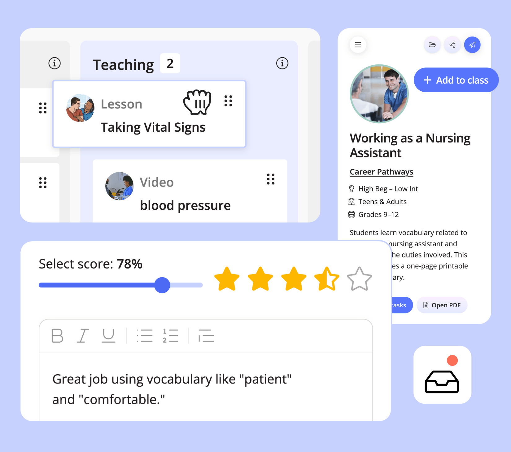 Ellii lesson planner, lesson preview, and grading tools